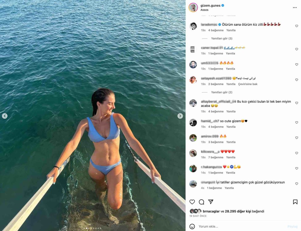 gizem gunes in mavi bikinili deniz paylasimi begeni topladi olurum sana olurum kiz zilli